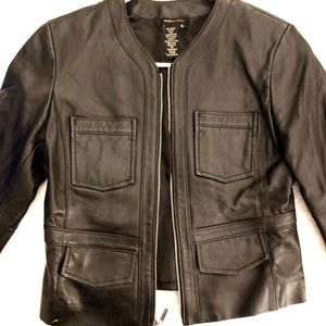 BCBGMaxAzria Women’s Real Leather Moto Jacket